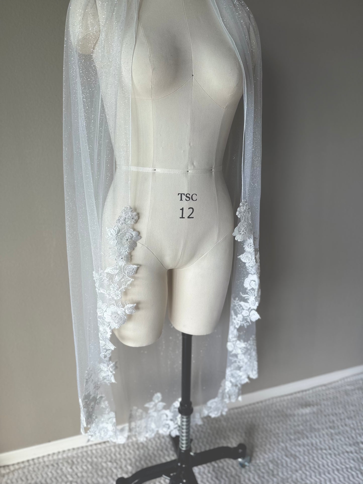 Beaded Floral Embroidered Veil