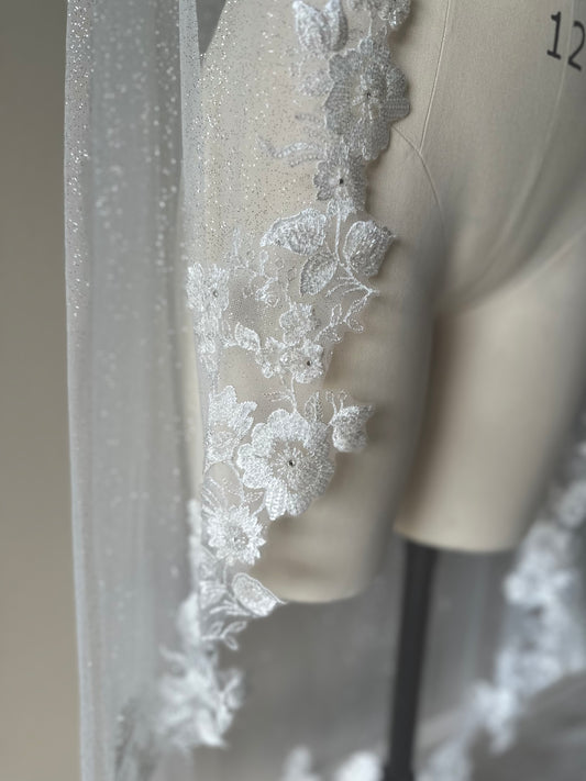 Beaded Floral Embroidered Veil