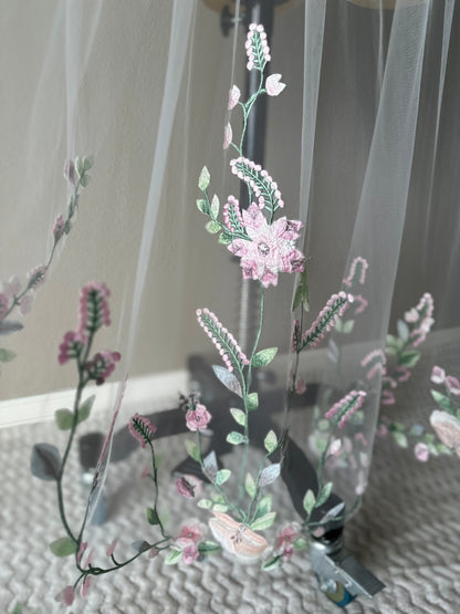 Colorful Floral Embroidered Veil