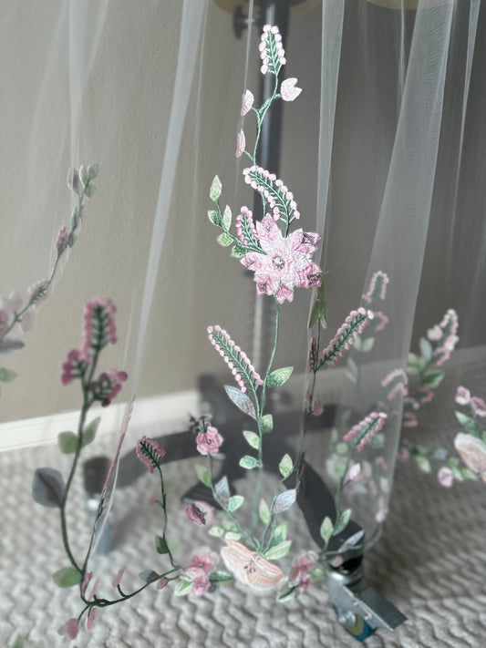 Colorful Floral Embroidered Veil
