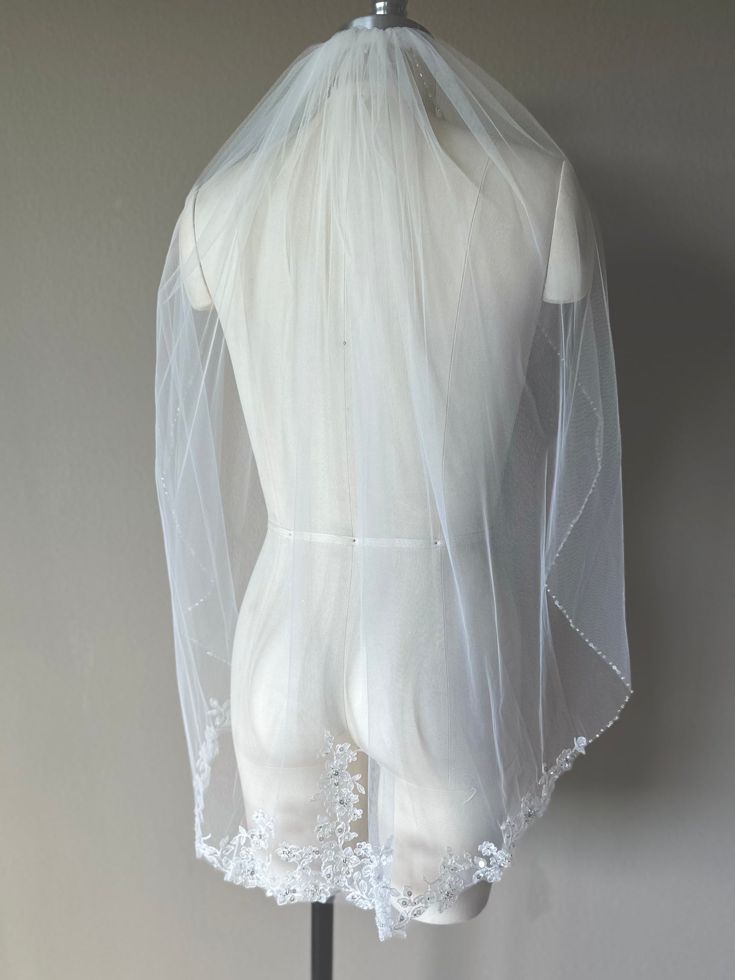 Floral Embroidered and Beaded Veil