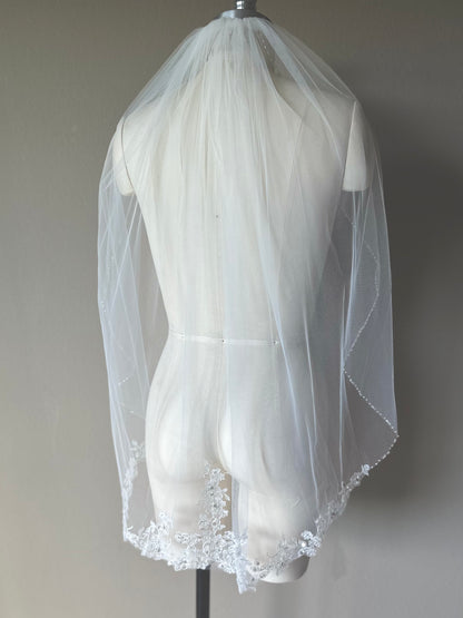 Floral Embroidered and Beaded Veil