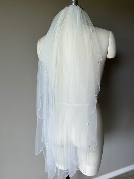 Swarovski Beaded Scalloped Veil