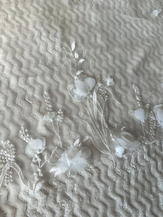 Organza and Embroidered Floral Veil
