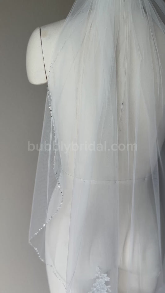 Floral Embroidered and Beaded Veil