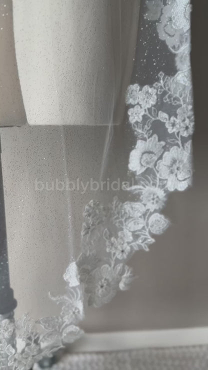 Beaded Floral Embroidered Veil