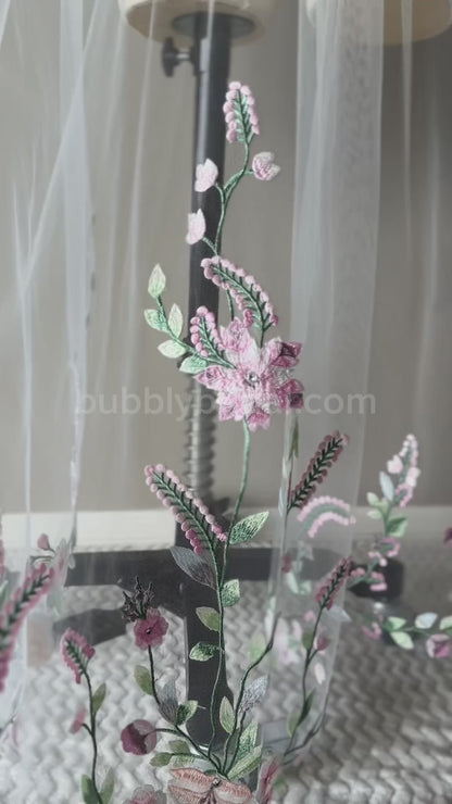 Colorful Floral Embroidered Veil